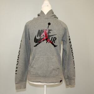 Boys Youth Large Nike Air Jordan Jumpman Mashup Pullover Hoodie Grey